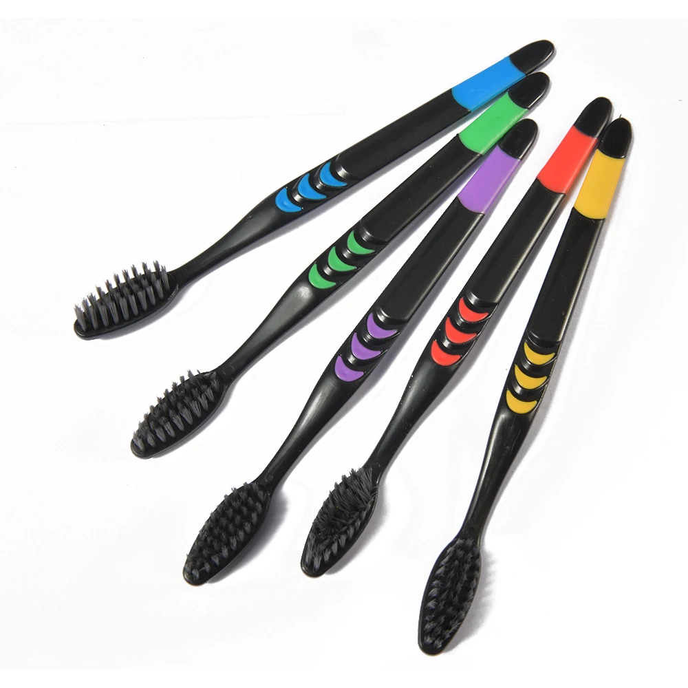 10pcs Toothbrush Soft Bristle Adult Bamboo Charcoal Household Fine  Antibacterial Men and Women Family  Toothbrush