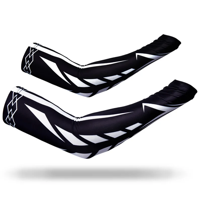 7-XL 1pair Fashion Pritned Sun Protection Motorcycle Arm Sleeves Ice Silk Breathable Arm Protection Sleeve for Men Moto Accessories - Color: 7-XL