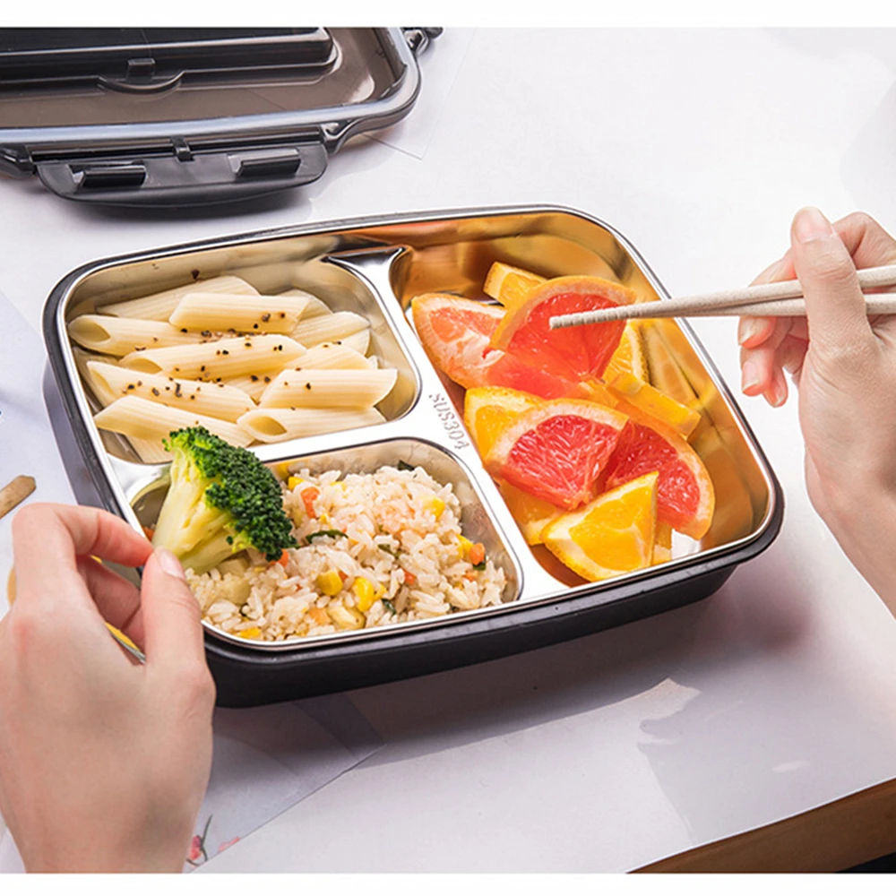 Stainless Steel 304 Lunch Box With Spoon Leak-proof Lunch Bento Boxes Dinnerware Set Adult Children Food Container (7)