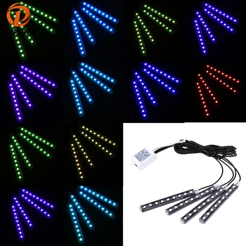 

POSSBAY Remote Control RGB Car Interior Floor Decorative Lamp USB Colorful Wireless Controller 9/12LED Lights Strip