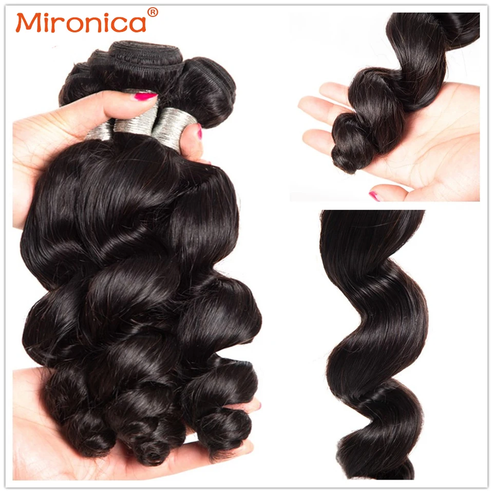 Pacotes de Onda Pacotes de Cabelo Extensões do Cabelo Mironica Cabelo Polegada Solta Brasileira 100% Humano só Remy 1 3 4 Trama Dupla 30 40 12 High Quality Apliques e perucas