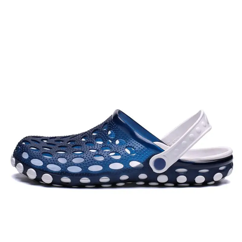 Оригинальные удобные мужские классические сандалии; летняя обувь для пляжного отдыха; шлепанцы без шнуровки для сада; шлепанцы с эффектом омбре - Цвет: Синий