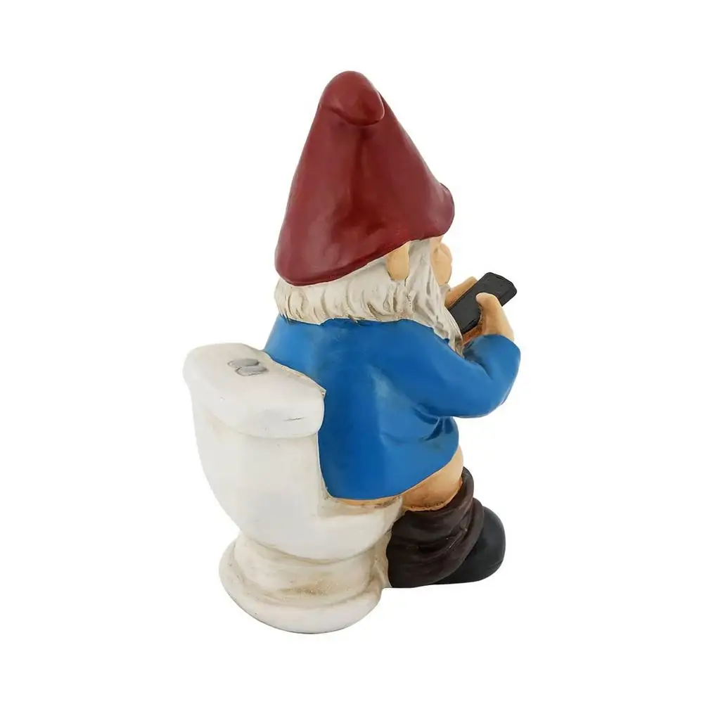 3D Dwarf Toilet Play Phone Statue Naughty Garden Gnome Figurines Decoration Mini Resin Dwarf Statue Crafts Home Garden Decor