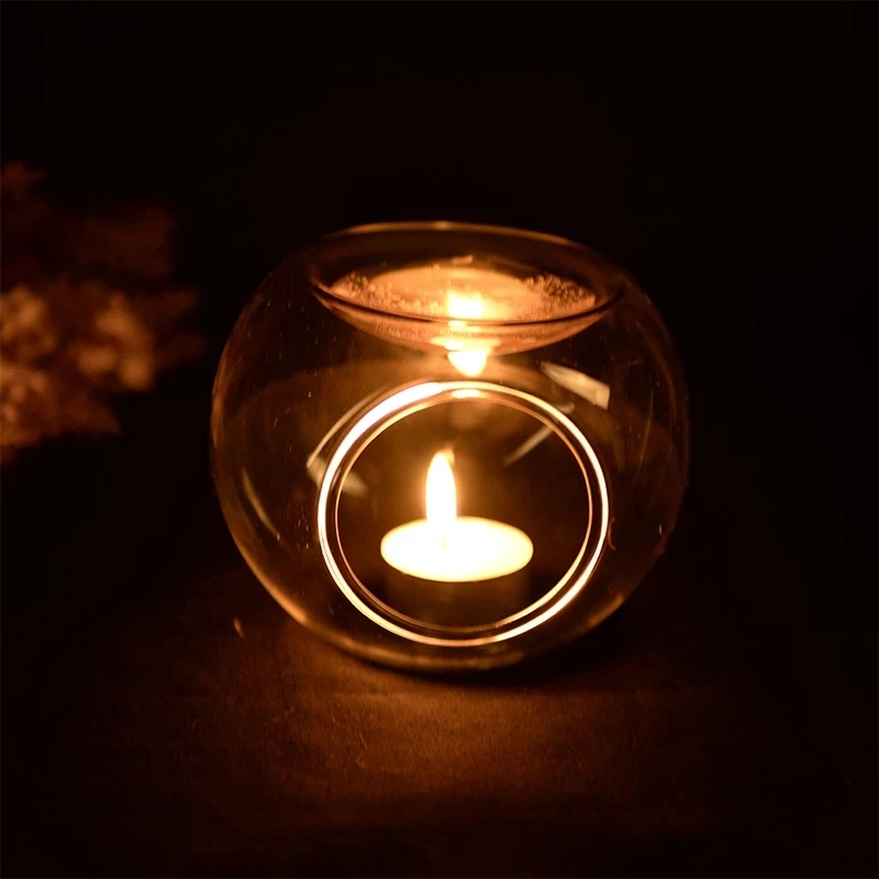 Tealight Candle Holders Oil Candlestick Transparent Crystal Handmade Glass Candlestick Centerpieces Wedding Home Decoration