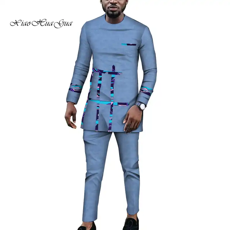 Traditional African Outfits For Men Bazin Riche Tops Gown And Trousers African Men Clothes Long Sleeve Shirt Pants Set Wyn920 Africa Clothing Aliexpress
