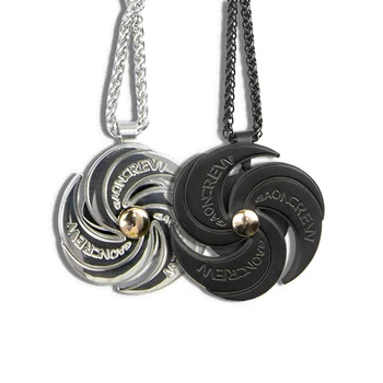 

HANGZHI 2020 New Hip Hop Punk Rotatable Decompression Fingertip Spinner Windmill Petal Shape Necklace For Men Women Girl Jewelry