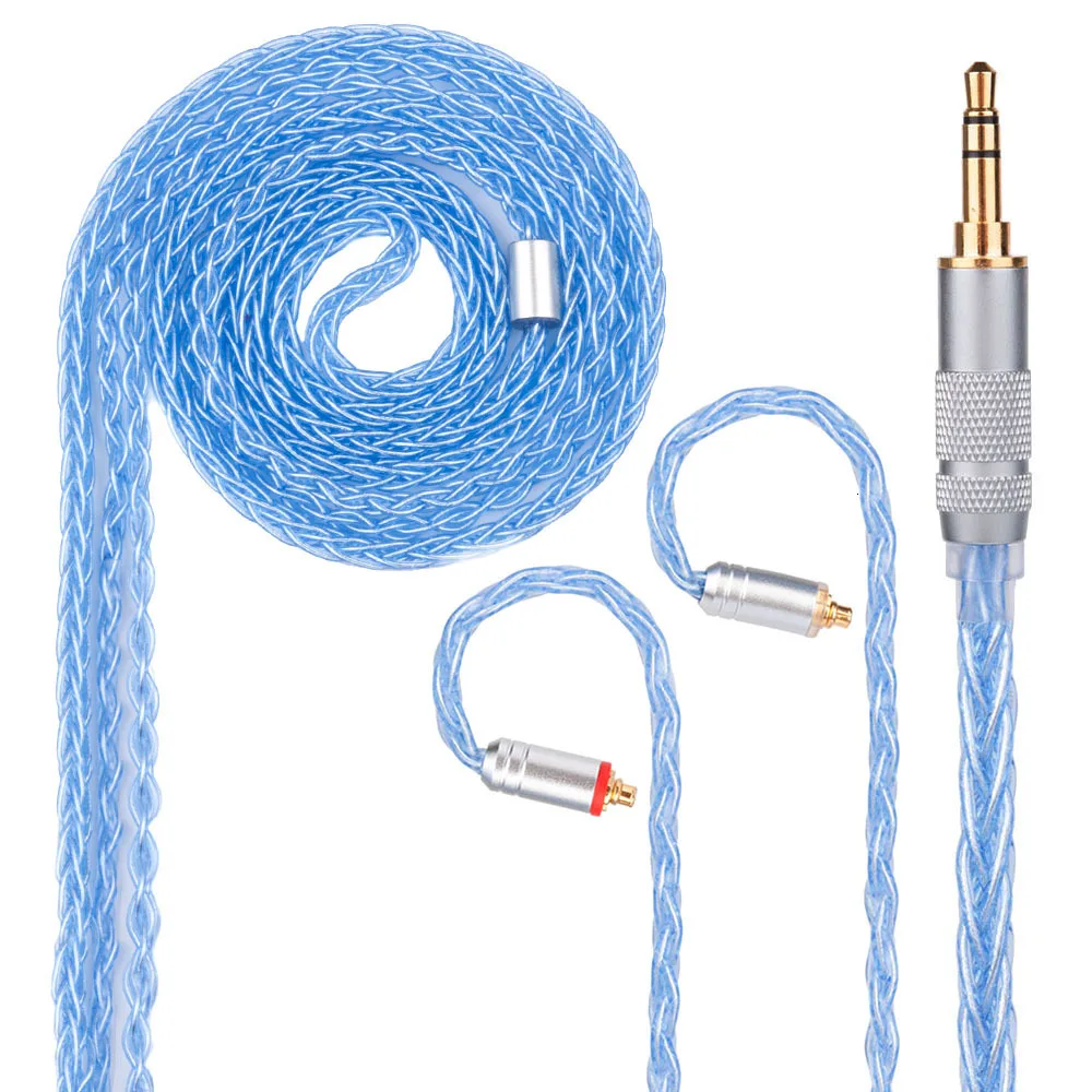 8 Core Silver Plated Cable 2.5/3.5/4.4mm Blue Cable With MMCX/2pin Connector For QT2 LZ A5 Magaosi K5 V20 Sony HQ5 HQ6