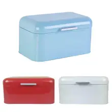 Metal Bread Box Storage Case European Style Retro Kitchen Container Solid Color Best Price