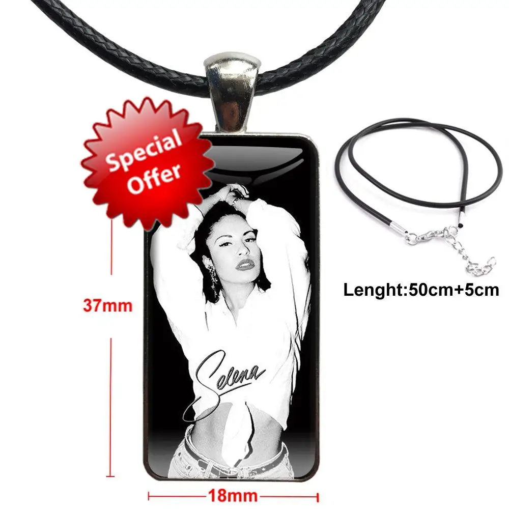 Jewelry With Steel Plated Glass Cabochon Choker Long Pendant Rectangle  Necklace Selena Quintanilla Yeni For Girls Gifts - AliExpress