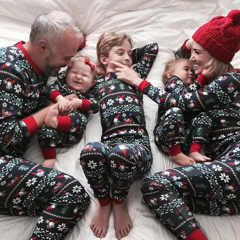 Family Match Christmas Pajamas Set New Xmas Hot Sale Mum Dad Kid Baby Sleepwear Nightwear Homewear Family Matching Pjs Set
