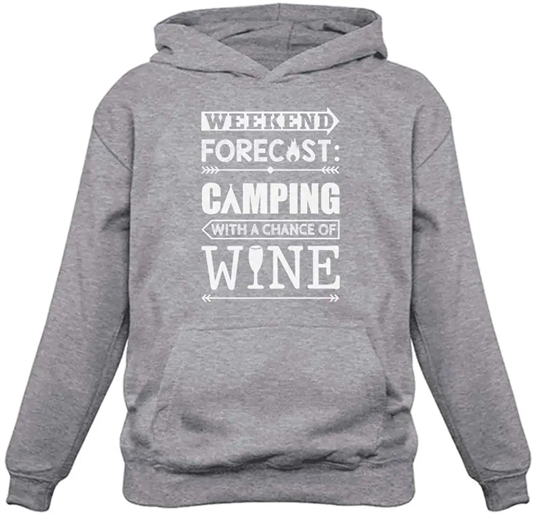 Tstars Weekend Forecast Camping with Wine Funny Gift Hoodie |