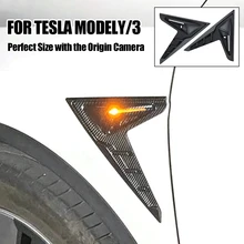 

Car CameraFlanks Cover Protection Decoration Exterior Accesories Carbon Fiber ABS Cover for 2021 Tesla Model 3 Model Y