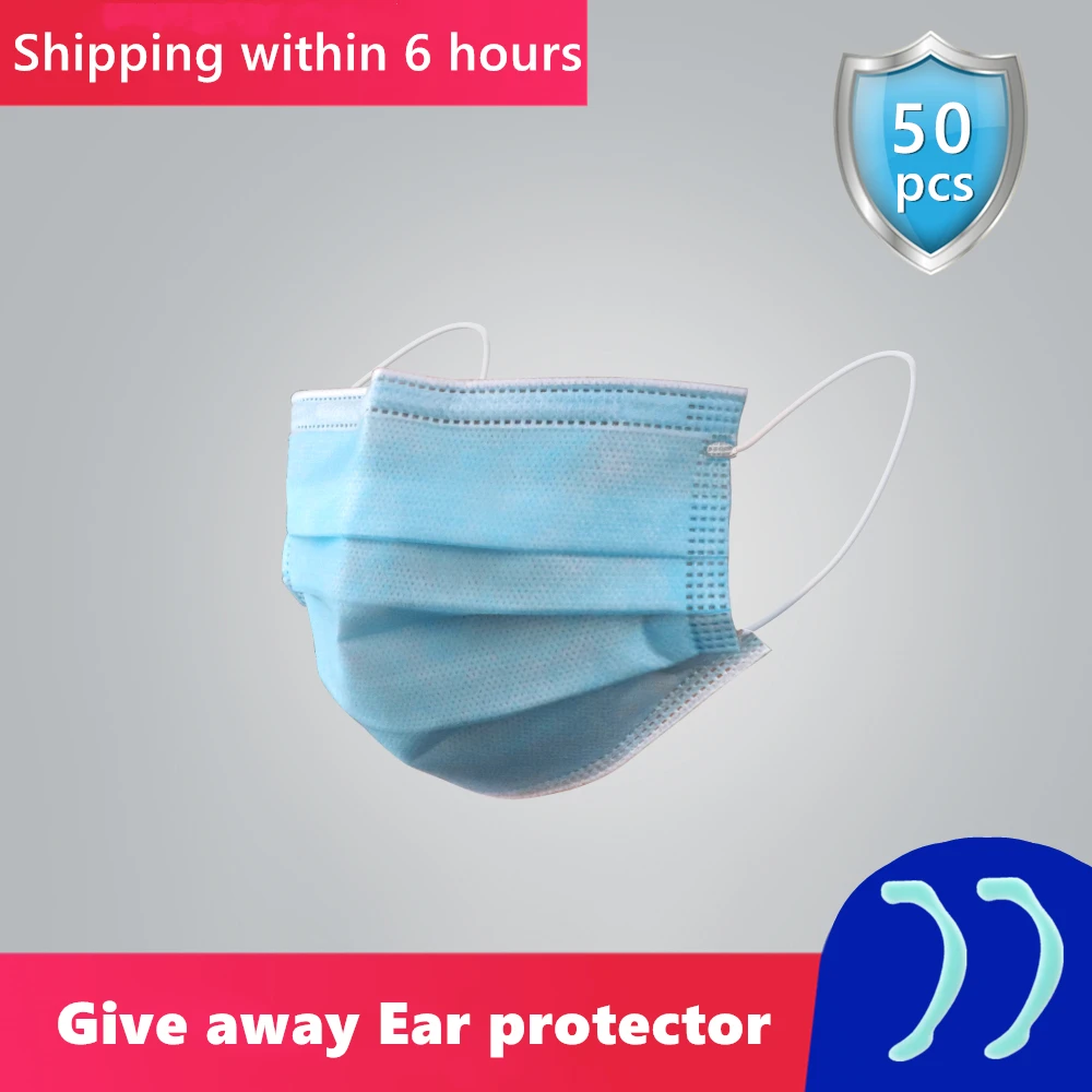 

50 pieces / bag 3 layers meltblown cloth dust mask thickened disposable mask dust filter mask