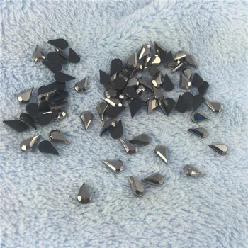 

5*8MM 500pcs Hot Fix Rhinestone Drop shaped Transparent Gunmetal Special-shaped Diamond Iron On Glass Drill Garment Accessories