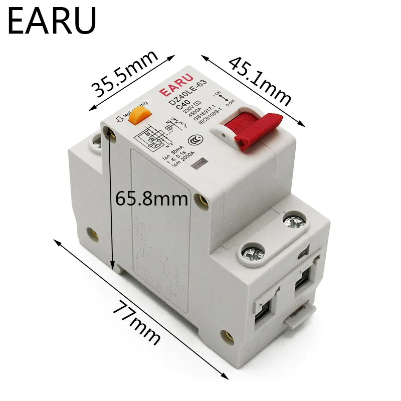 DZ30L DZ40LE EPNL DPNL 230 В 1P + N выключатель остаточного тока с защитой от перегрузки и