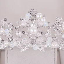Корона невесты головной убор серебро ручной работы хрустальные бусины-короны украшение для волос невесты принцесса Корона Свадебные аксессуары агент