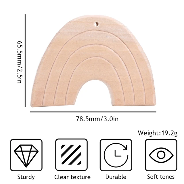 5pcs Maple Rainbow Teether Clouds Wooden Customizable Baby Teether Carved Diy Teething Necklace BPA Free Food Grade Pendants Toy 2