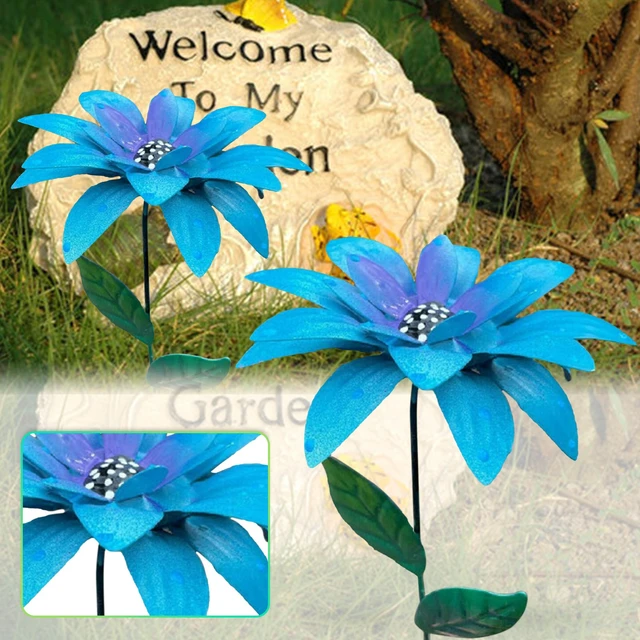 Metal Flower Sculpture Wall Art Sculpture Decoration Outdoor Stakes  Colorful Yard Garden Interior Metal Iron Party