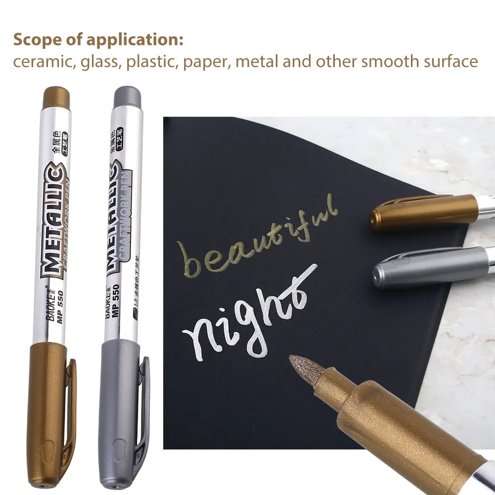 silver Paint Marker Pen Fine Nib Waterproof Decorations School Student Smooth Art Supplies Office Stationery Calligraphy Creative - Цвет: silver