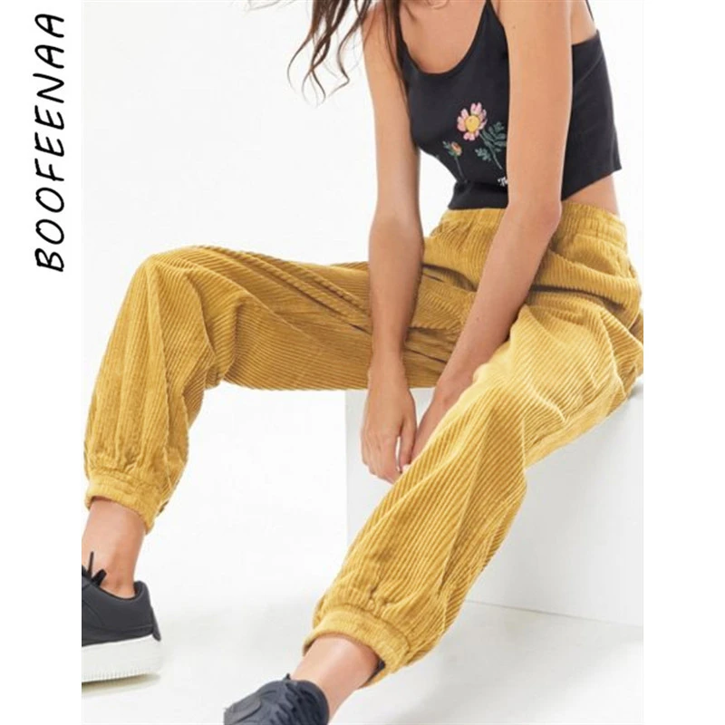 womens yellow corduroy trousers