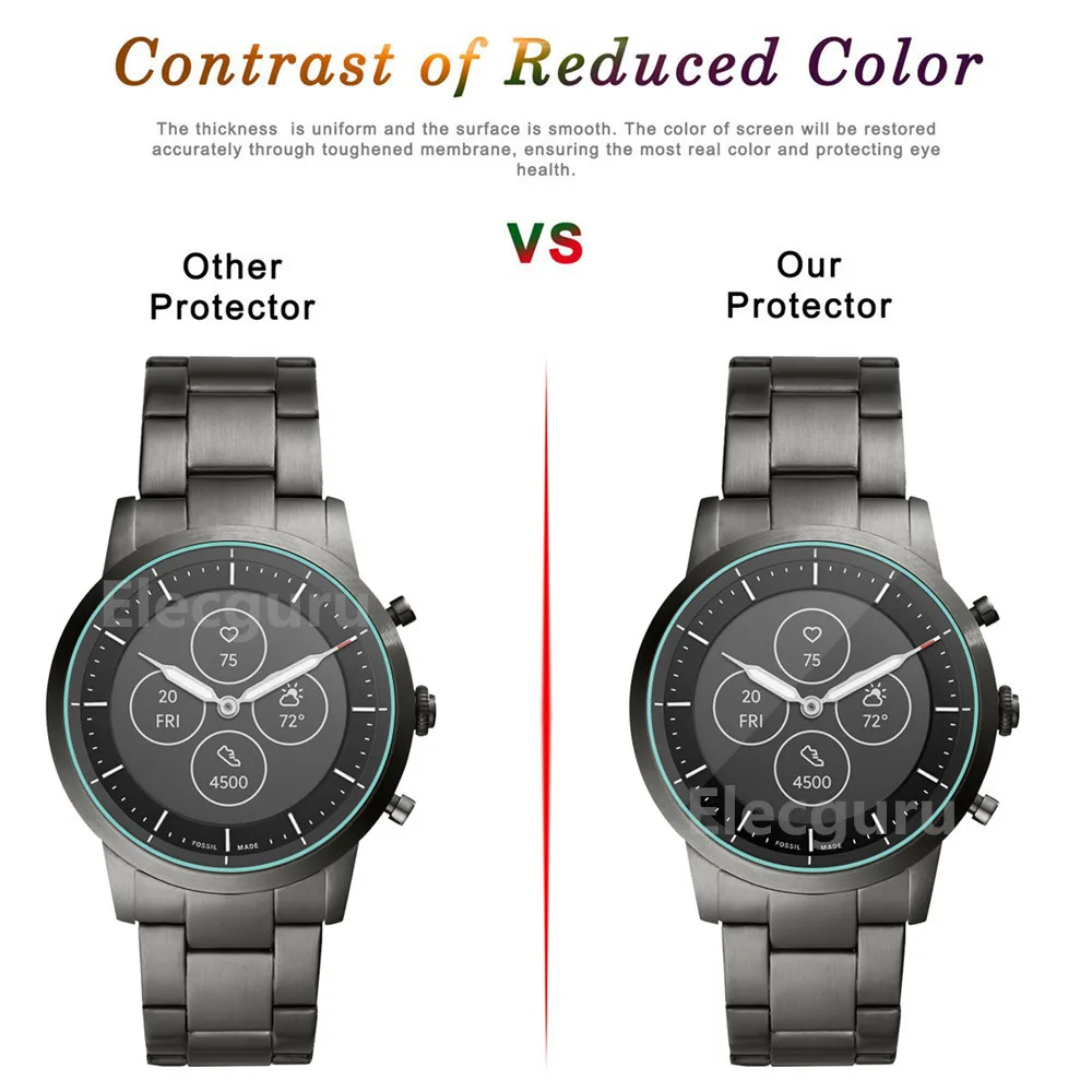 3 упаковки защитная пленка из закаленного стекла для Fossil Hybrid HR Smart Watch, 9H прозрачная защитная пленка для экрана, защищенная от царапин, пузырьковое стекло