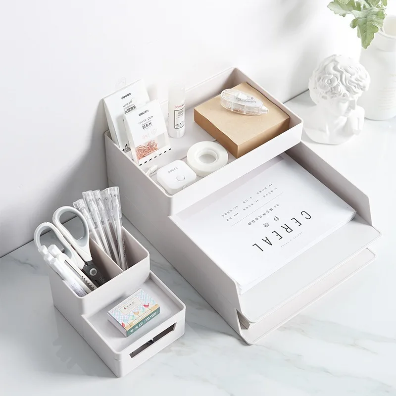 

High Quality A4 Paper Plastic Storage Box Office File Storage Box Stationery Storage Desktop Storage Can Be Freely Combined