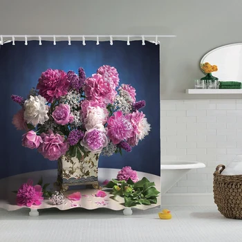 

Dafield Floral Shower Curtain Flower Shower Curtain Waterproof Vibrant Flowers Fabric Bathroom Floral Shower Curtain