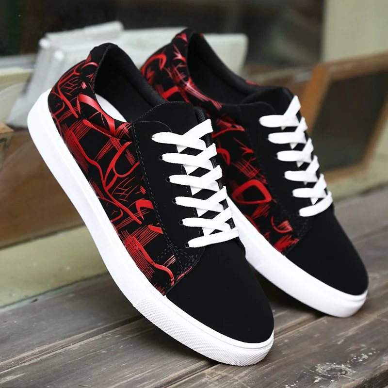 

2020 Men Vulcanize Shoes Spring Mens Printed Shoes Canvas Shoes Men Sneakers Lace Up Male Shoes Adult Footwear Chaussure Homme