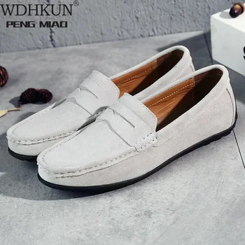 

Men Casual Shoes Fashion Male Shoes Suede Leather Men Loafers Leisure Moccasins Slip On Men's Driving Shoes Big Size A-040
