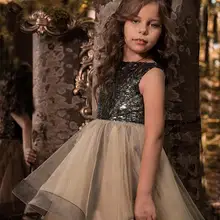 Маленькое черное Высокий Низкий Платье в цветочек для девочек для держащих букет невесты на свадьбе, с блестками, с аппликацией Новое Детское Платье для первого причастия индивидуальный заказ из органзы