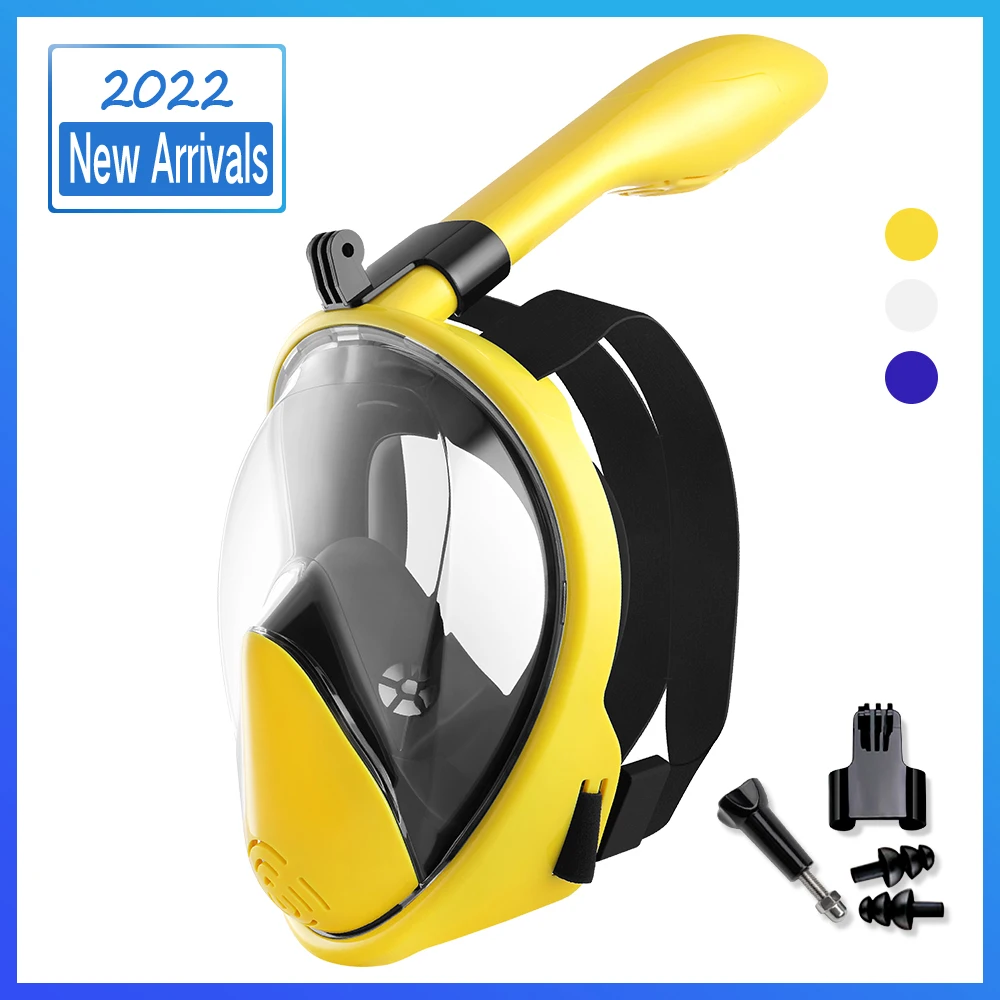 Маска для подводного плавания Rodicoco незапотевающая желтая на все лицо безопасная