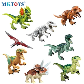 

MKTOYS Tyrannosaurus Rex Dinosaur Park Jurassic World Building Block Velociraptor Pterosauria Triceratops Dinosaurios de Juguete