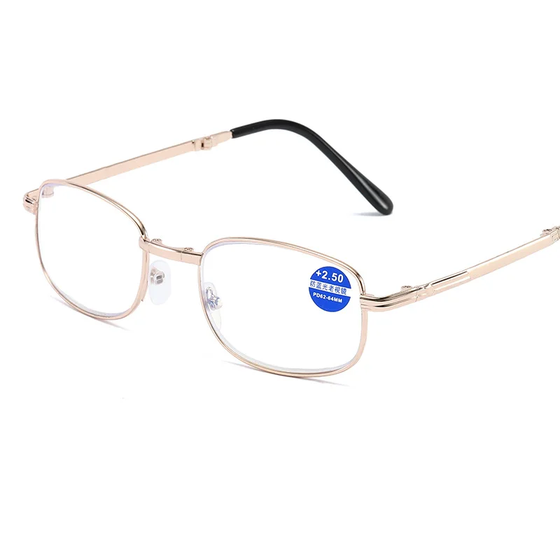 Новые очки для чтения прогрессивные мульти-фокус анти-синие очки для чтения в металлической оправе Складные портативные с высокой четкости очки с покрытием