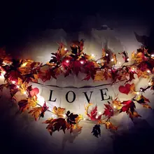 DishyKooker светодиодный имитирующий кленовый лист гирлянда из ротанга светильник украшение для праздника Вечеринка Сад Рождество День благодарения