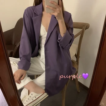 

Casual purple Single-breasted Women Blazer Office Ladies Suit Jacket Spring Elegant Female Outwear blaser femininas 2020