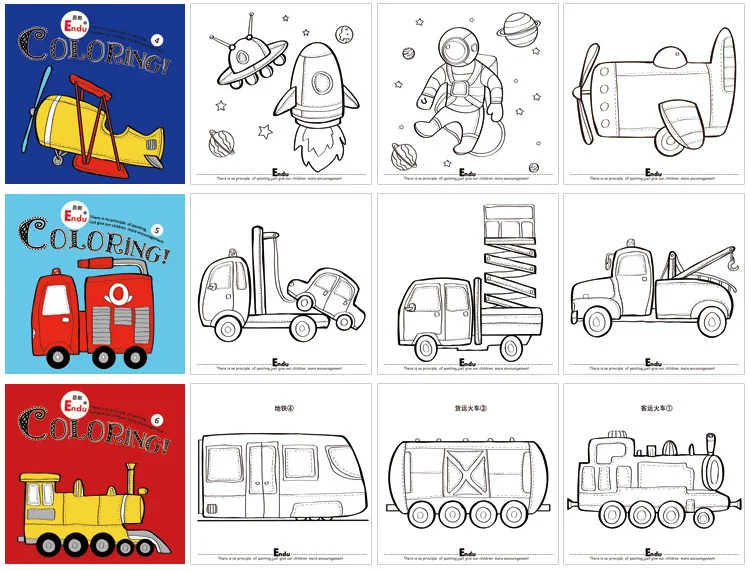 Len Both Endu Children Painting Book 6 Kindergarten Drawing Book Painted Sketch Book to Send 6 Color Rotating Crayon