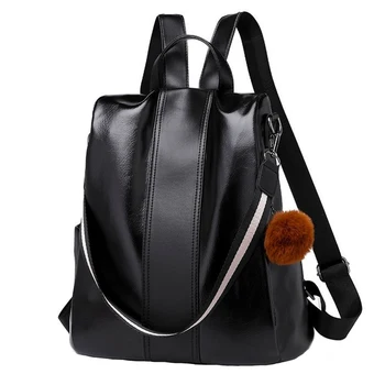 

Large Capacity Pendant Soft Zipper Casual PU Fashion Waterproof Solid Travel Anti-theft Daypack Single Shoulder Women Backpack