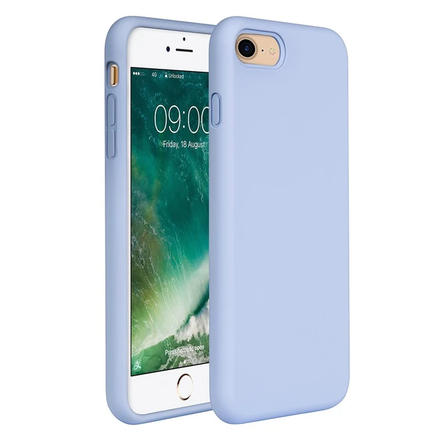 Funda de silicona líquida para iPhone 8, carcasa de goma de Gel para iPhone  7, protección de cuerpo completo a prueba de golpes, 4,7 - AliExpress