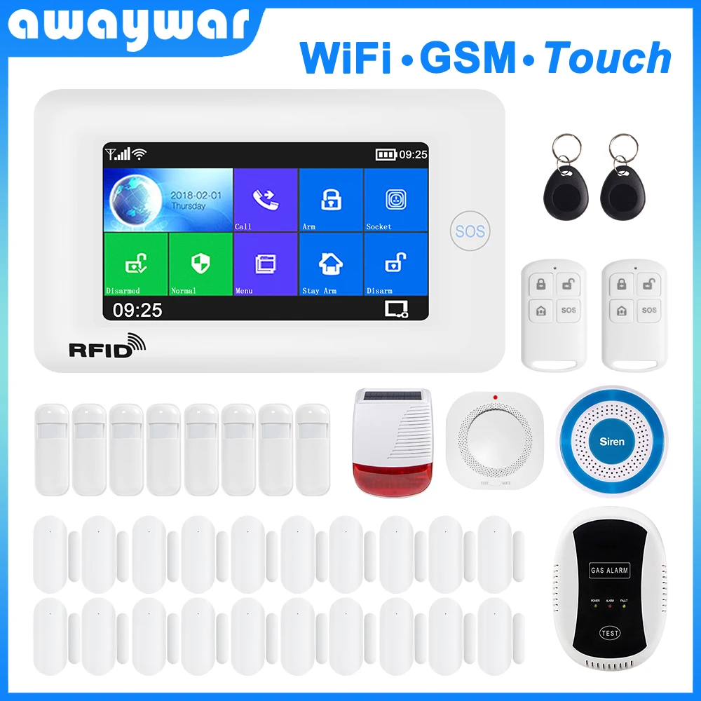 Photo Product Awaywar Alarm System supports WiFi and GSM for Smart home Security Burglar compatible with Tuya IP Camrea