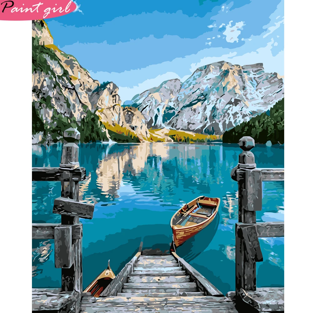 

PaintEveryday Paint By Numbers Oil Paintings Mounntain Landscape Fast Shipping Decoration Home Gift Paint By Numbers Colors