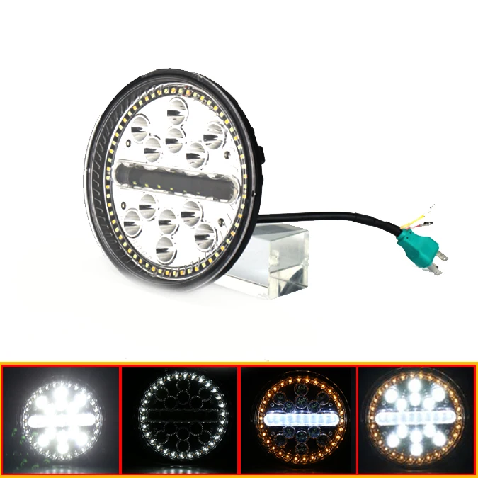 

H4 Plug 7" LED Headlights Halo Hi/low Auto Headlight White & Yellow Turn Amber For Jeep Puch Kenworth 1 Piece