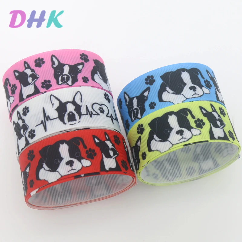DHK 7/8 'ɵ ярдов с принтом Собака и Grosgrain ленточный аксессуар Hairbow Головные уборы