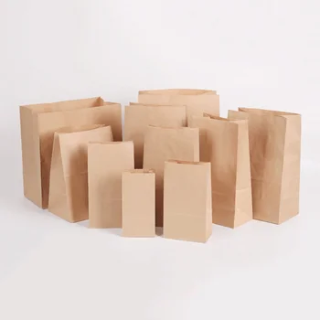 

50/100/pcs/Kraft paper bag snack packaging oil proof disposable hamburger packaging take out bag custom bread chicken chop bag