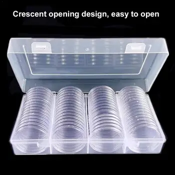 

60pcs 40 Mm Coin Capsules Round Plastic Coin Holder Box Case Container With Storage Organizer Box For Coin Collection