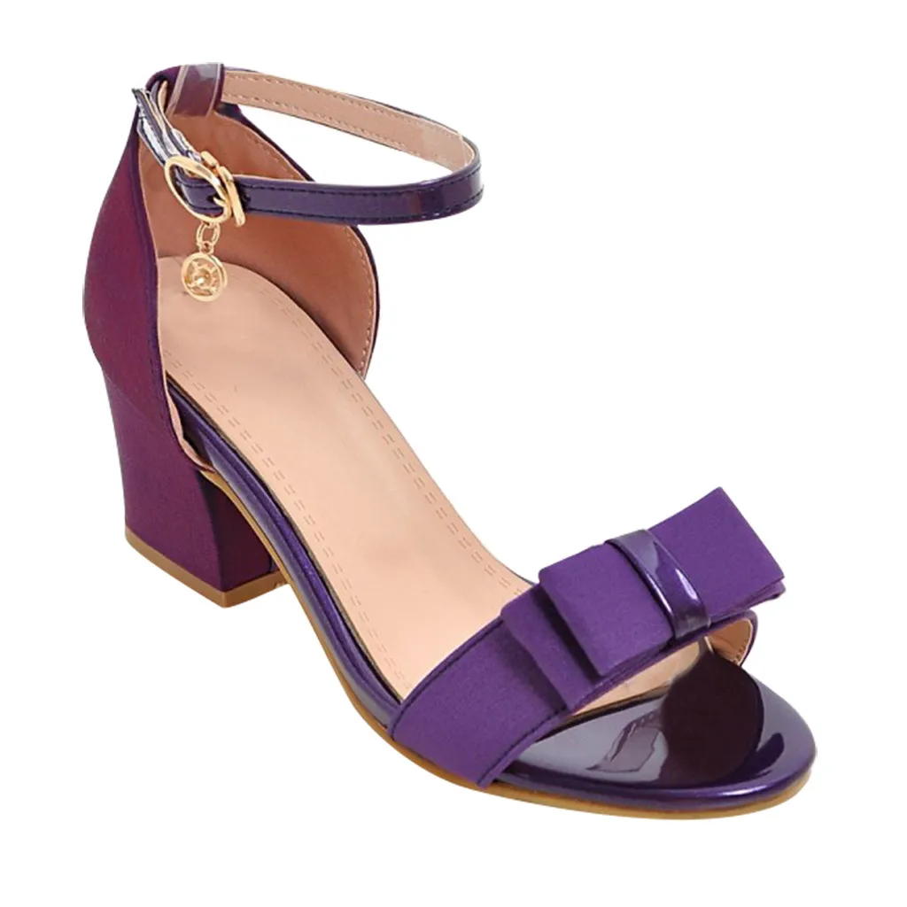 

SAGACE Women High Heels Sandals Chaussures Femme Solid Ankle Strap Bow Sexy Shoes 2020 New Open Toe Summer Shoes Female