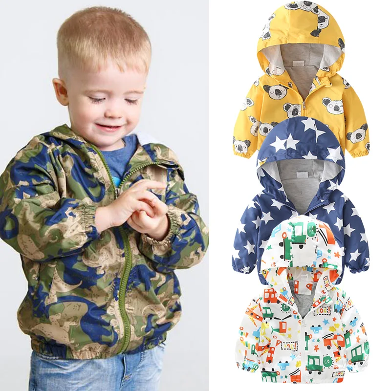 

Baby boy jacket spring dinosaur jacket casual hooded sport outerwear toddler girls coats and jackets windbreaker kids coats