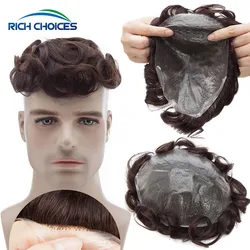 Men Toupee Rich Choices Skin Hair System 0.02-0.03mm Thin Transparent Hair Prosthesis 90% Density Wavy Male Hair Extensions