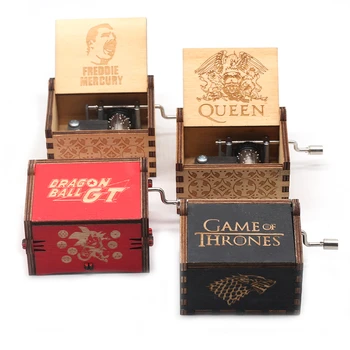 

Dragon Ball GT music box and Queen Wooden Hand Crank Girl Birthday Gift you are my sunshine let it go Theme Christmas Gift