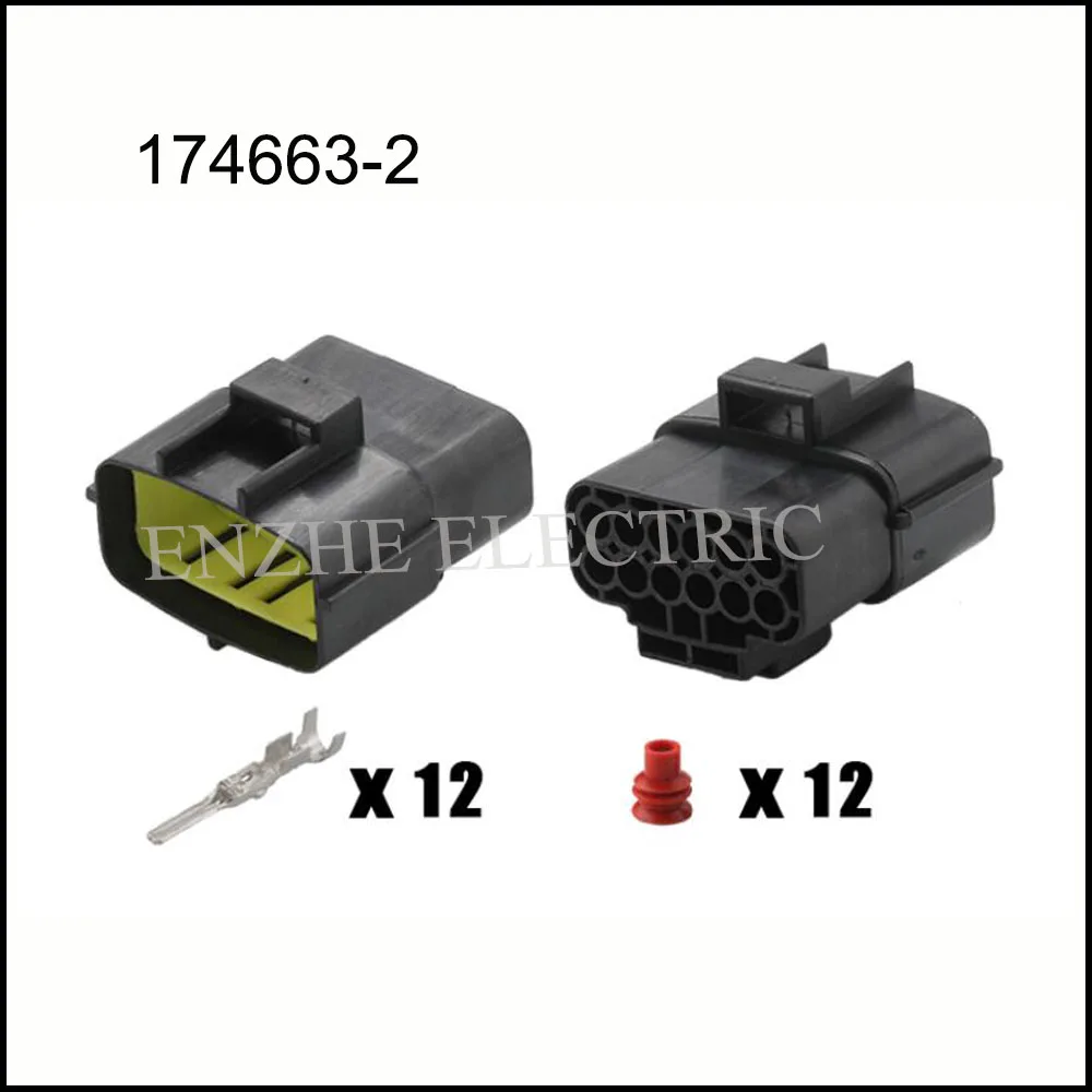

174663-2/174661-2 car wire female male sensor connector Harnes cable 12 pin automotive waterproof plug Include terminals seal