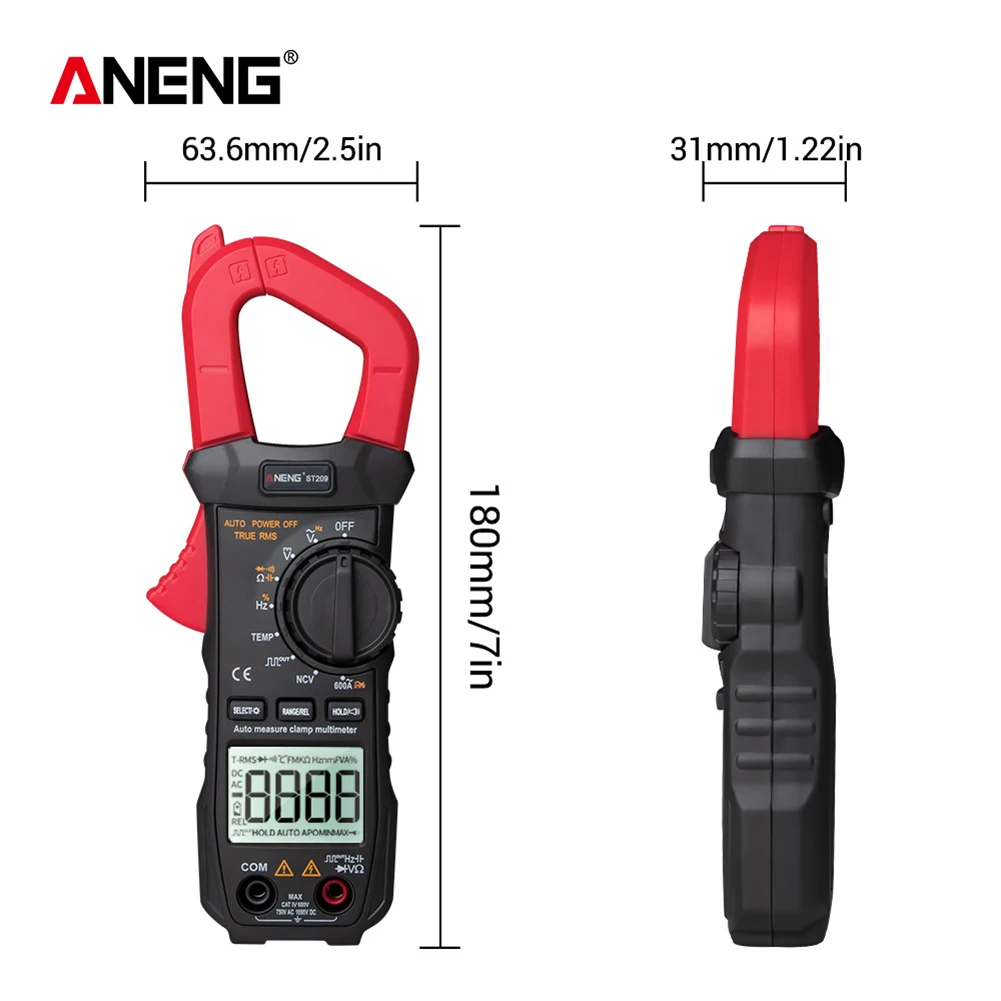 

Auto Range Clamp Meter Voltmeter ST209 Electrician Digital Multimeter 400V 6000 Counts True RMS Amp Current Tester for Mesuring